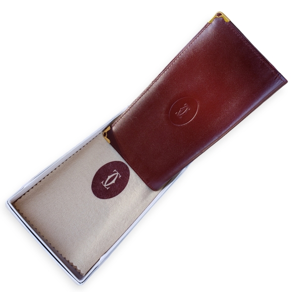 💯 CARTIER Wallet mast line Bordeaux leather Authentic - Picture 9 of 14